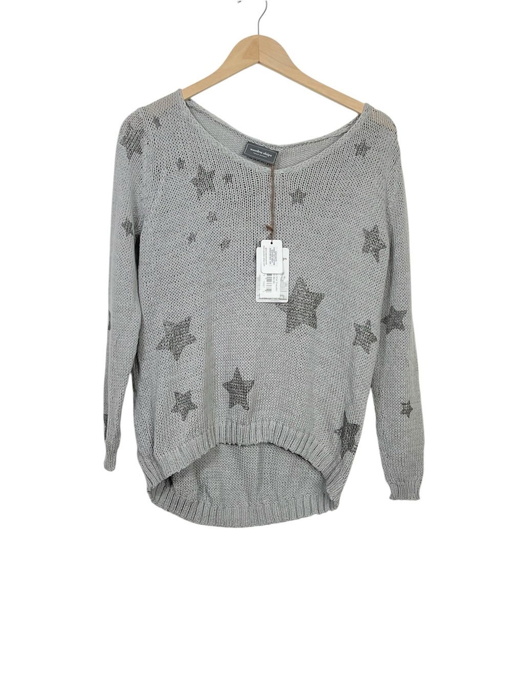 Wooden Ships Starry Cotton V-Neck Sweater Quayside Gray XS